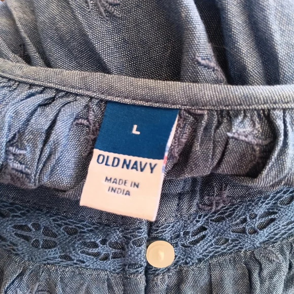 Old Navy Cottagecore Blue Long Sleeve Button Up Shirt L - Picture 7 of 8